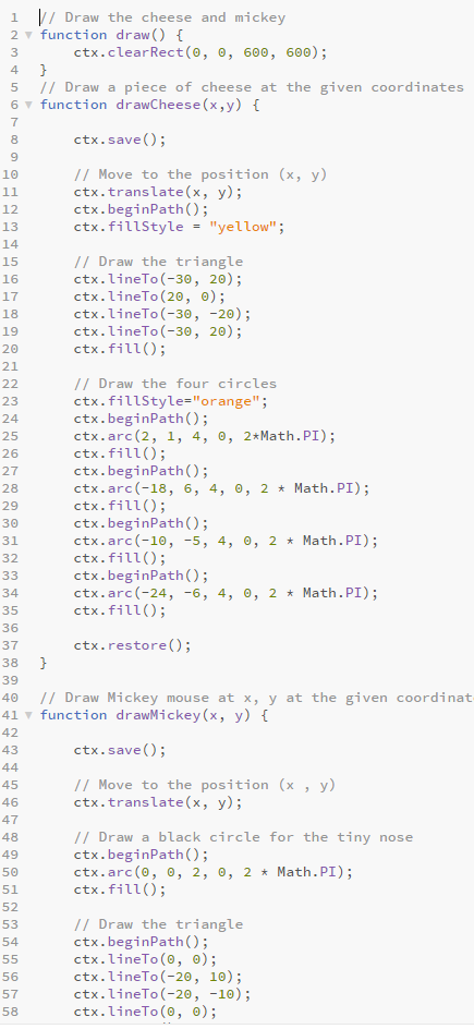 clicks on the canvas, use the location of the click to place