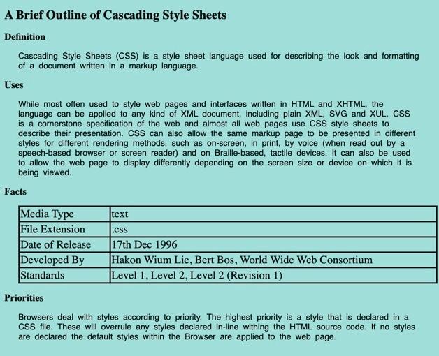 An Introduction to Cascading Style Sheets Step 6 Using Appendix A for