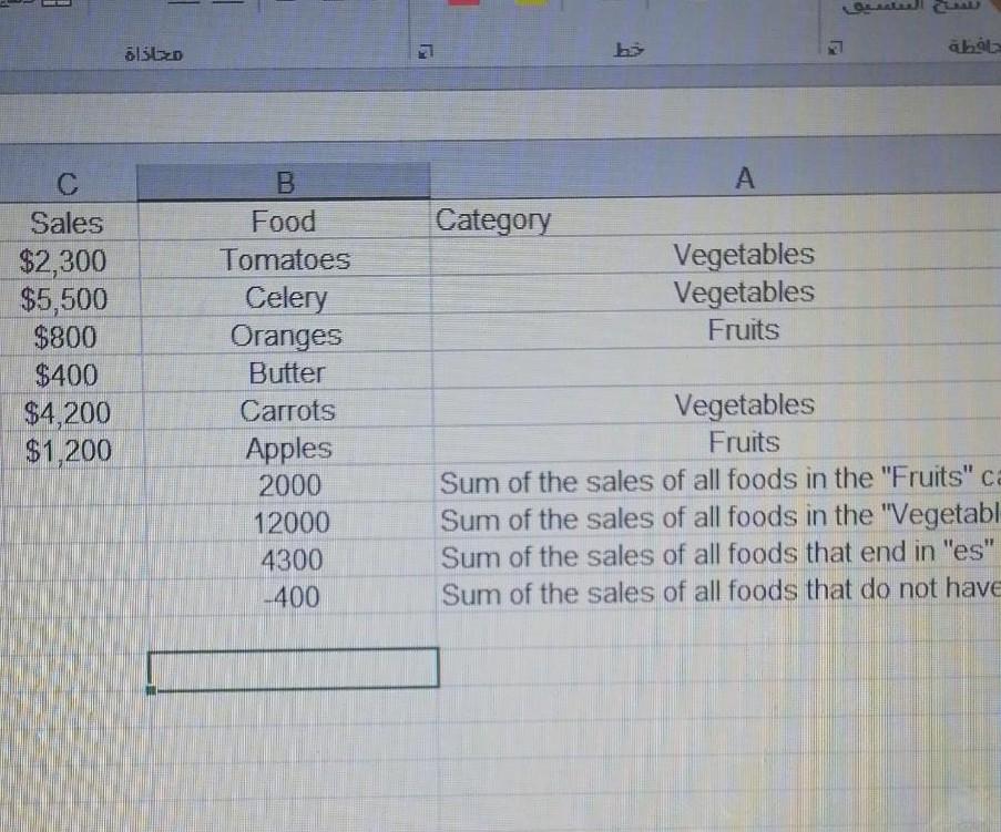 the data sels and cetogry Copy the example data in the following