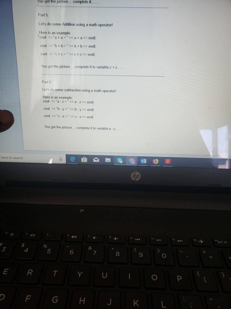 create these new variables (alphabet letters) 'a' through 2 and assign them