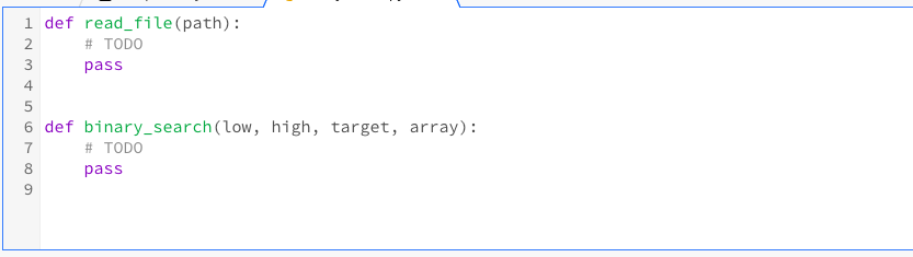 in the corresponding file. binary_search accepts the following arguments: low: the lowest