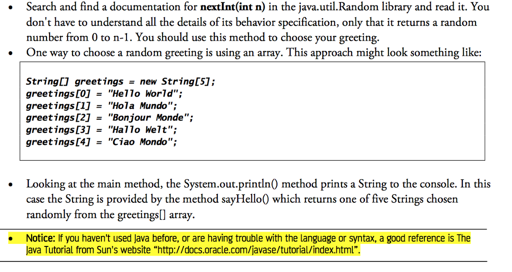 one of five possible greetings. The text of the 5 possible greetings