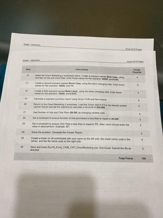 this excel 2019 project i saw online chegg has the solution but