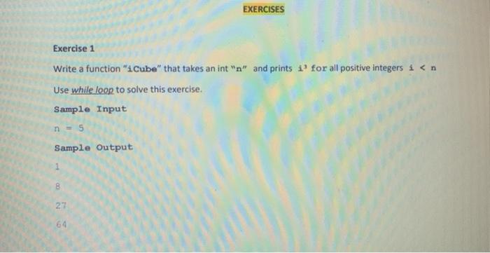 I am using python on Windows EXERCISES Exercise 1 Write a function