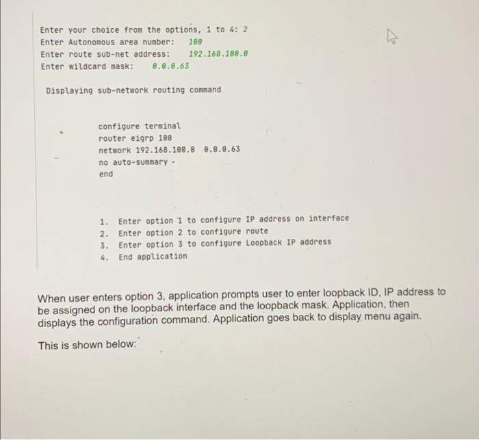 statements Use control statements Display configuration commands for assigning IP address on