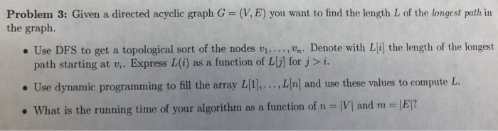  Need help with this algorithm problem Problem 3: Given a directed