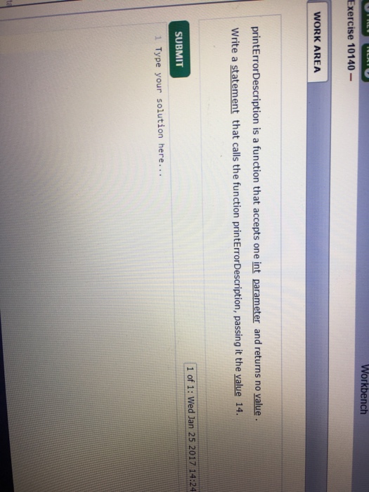  printErrorDescription is a function that accepts one int parameter and returns