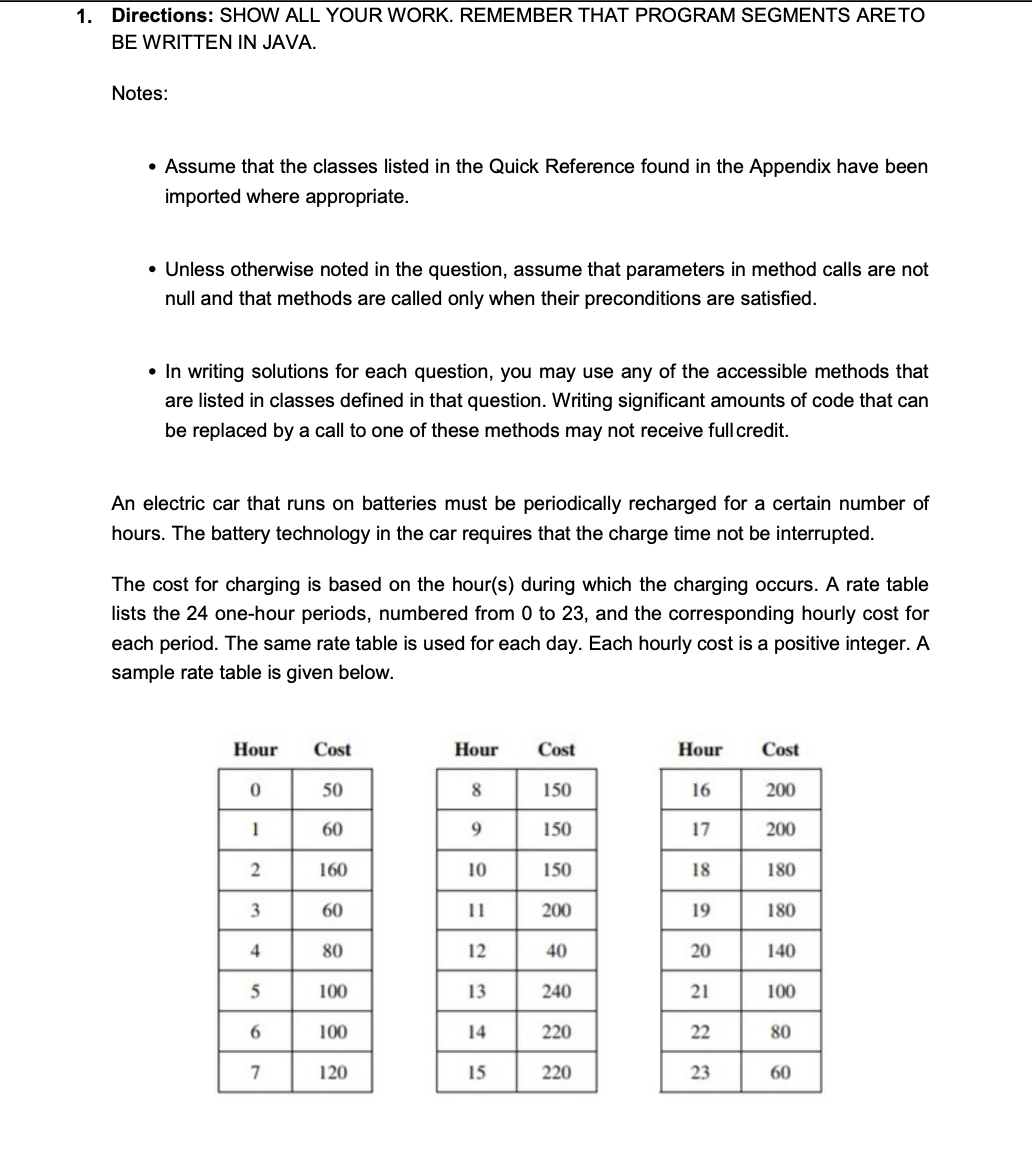  1. Directions: SHOW ALL YOUR WORK. REMEMBER THAT PROGRAM SEGMENTS ARETO