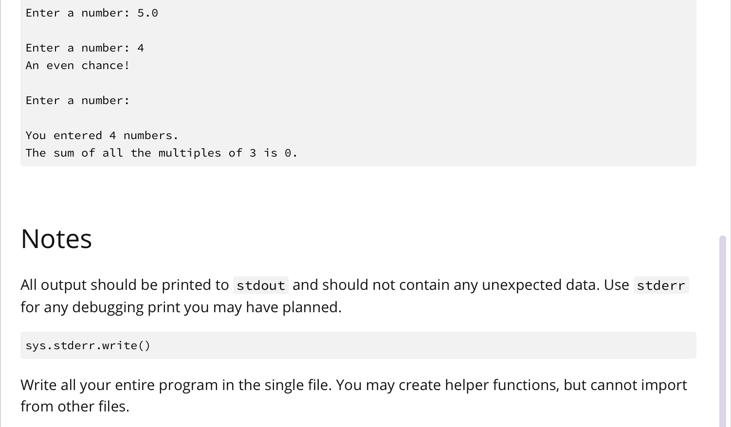 follow the restrictions. This is python programming question. Please follow the restrictions.