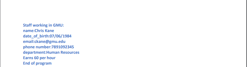 of GMU and displays all details with respect to their role. The