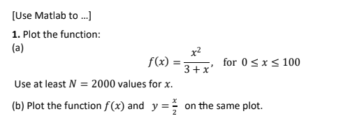  [Use Matlab to...) 1. Plot the function: (a) f(x) Use at