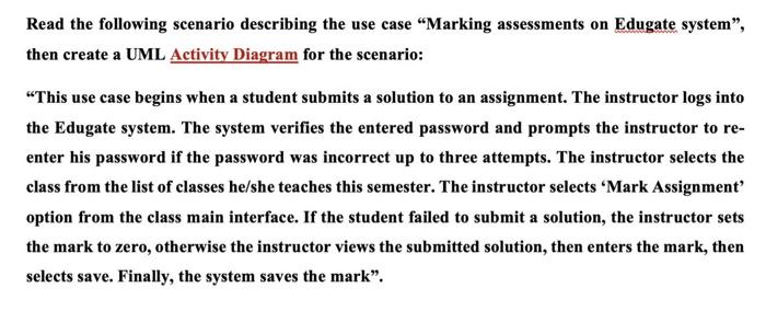 introduction to software engineeringCreate a UML activity diagram ! Read the following