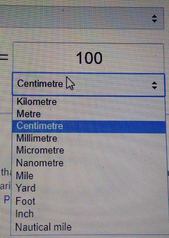 Length 1 100 Metre Centimetre Feedback More info Unit Converter