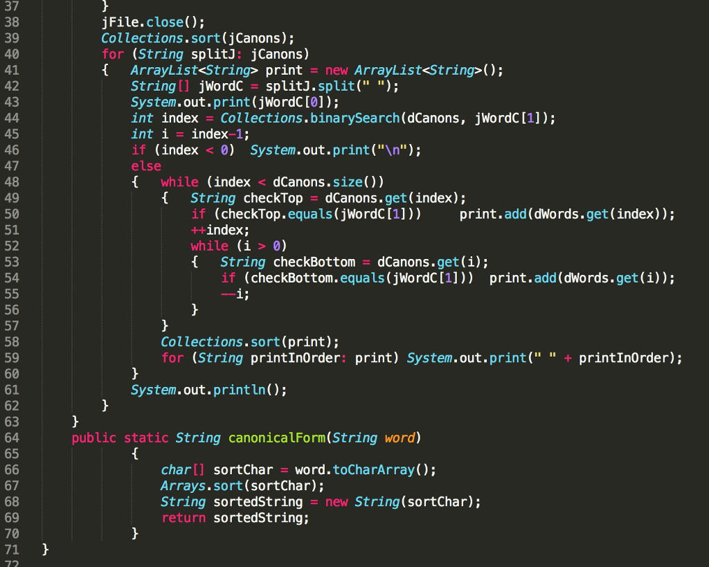 words. You store them both in arrays, and then you sort them
