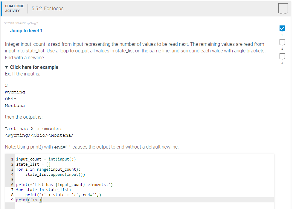 Jump to level 1 Integer input_count is read from input representing