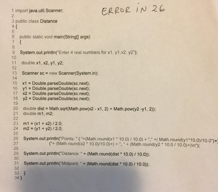  import java.util.Scanner public class Distance { public static void main(String[] args)