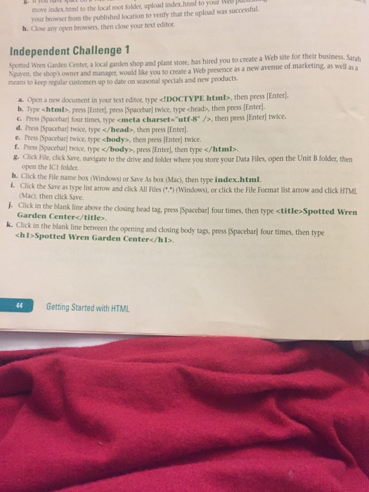  move index.html to the local root folder, upload index your was