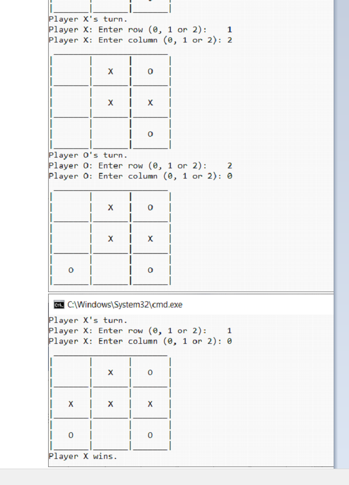 part 1 you need to create two classes: TicTacToe Main The Main