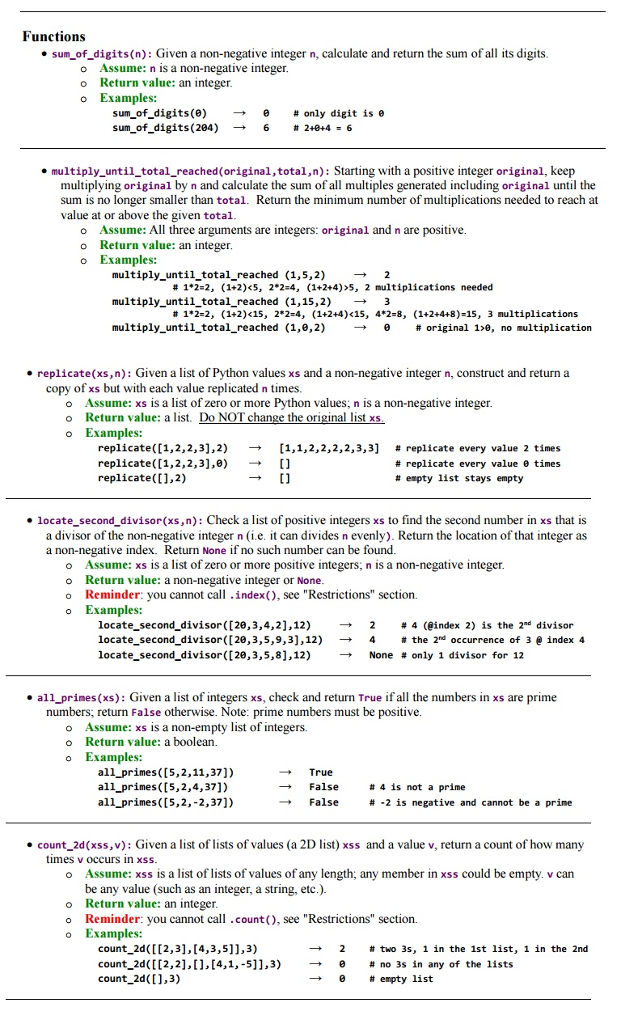 Python Functions sum_of_digits(n): Given a non-negative integer n, calculate and return the