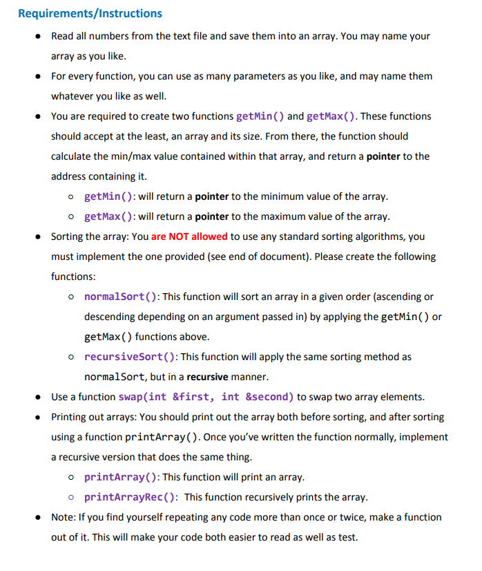 functions. From a text file containing several integers which you'll save into