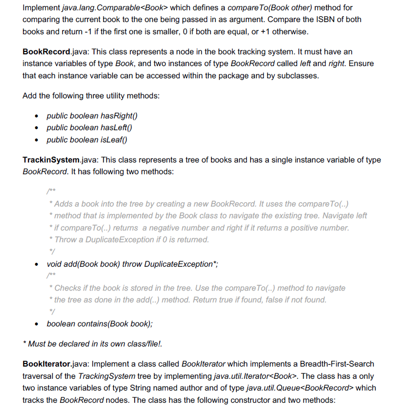 a library book tracking system. In order to keep track of all