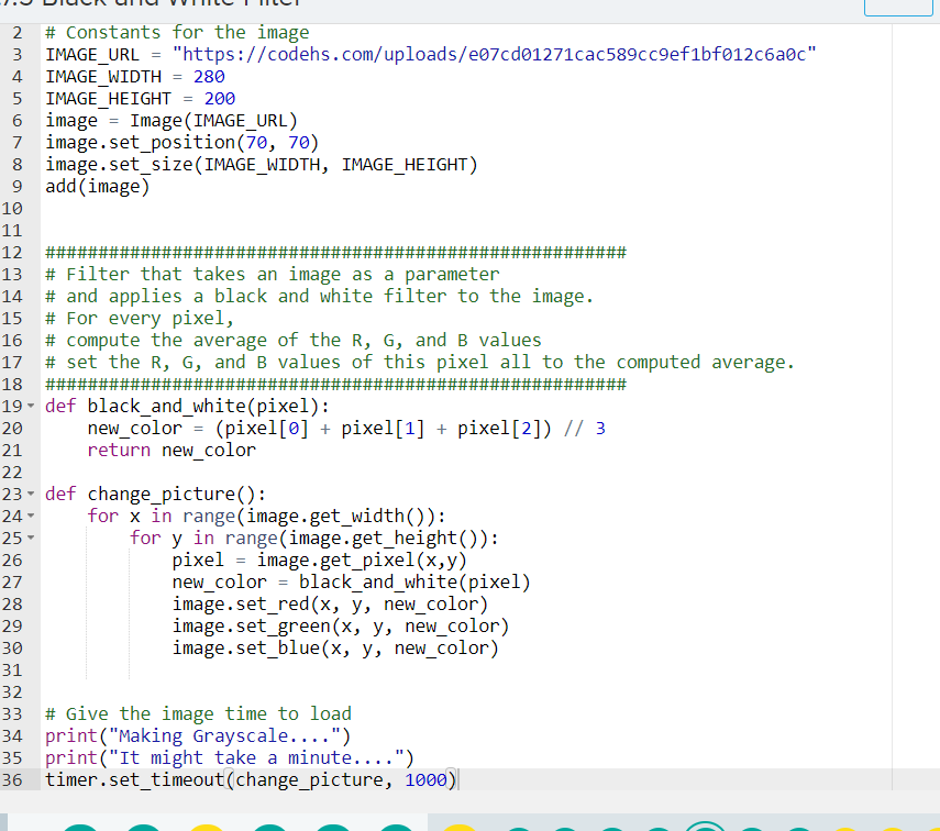 parameter and sets the blue value of every pixel in the image