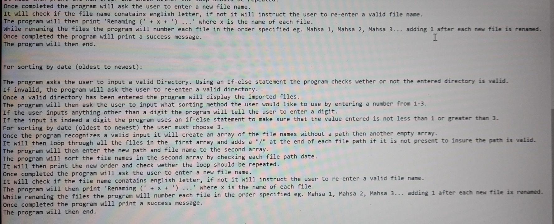 asks the user to input a valid Directory. Using an If-else statement