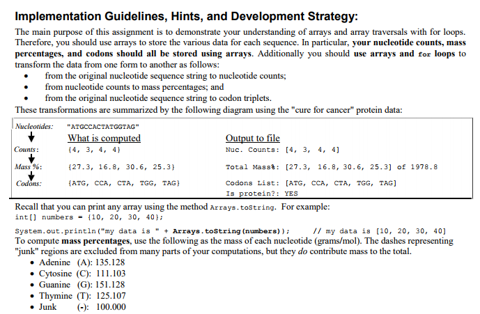 same folder as your program. The assignment involves processing data from genome