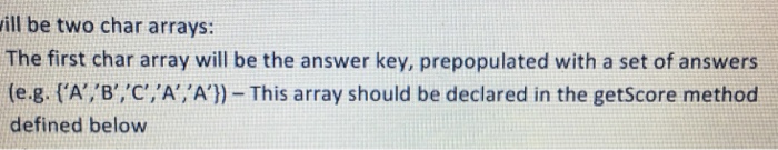 a multiple choice test, and then calculates the test score in a