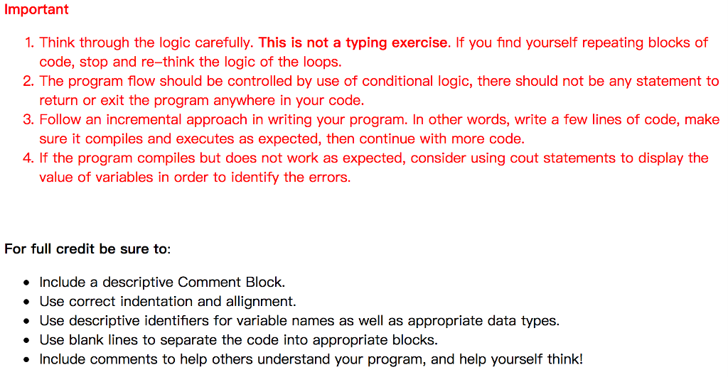 and forcontrol structures in the C++ programming language. Specifically to show an