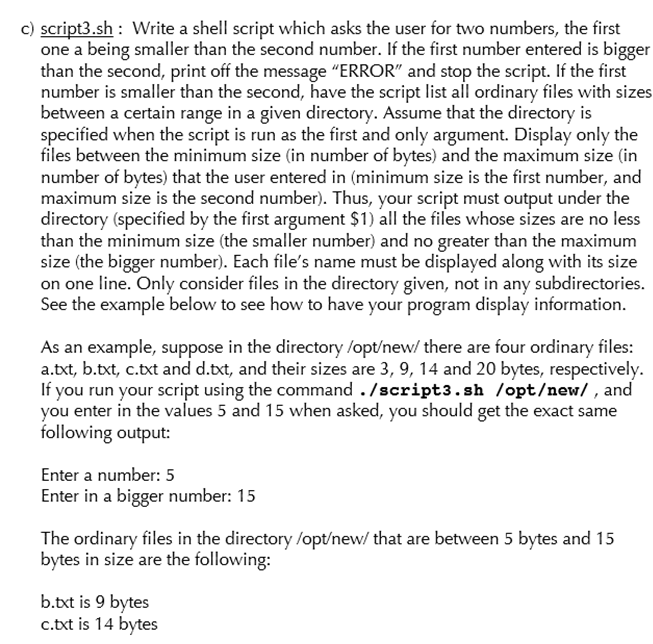Unix Problem 9 Create 1 shell scripts, . Put it in a