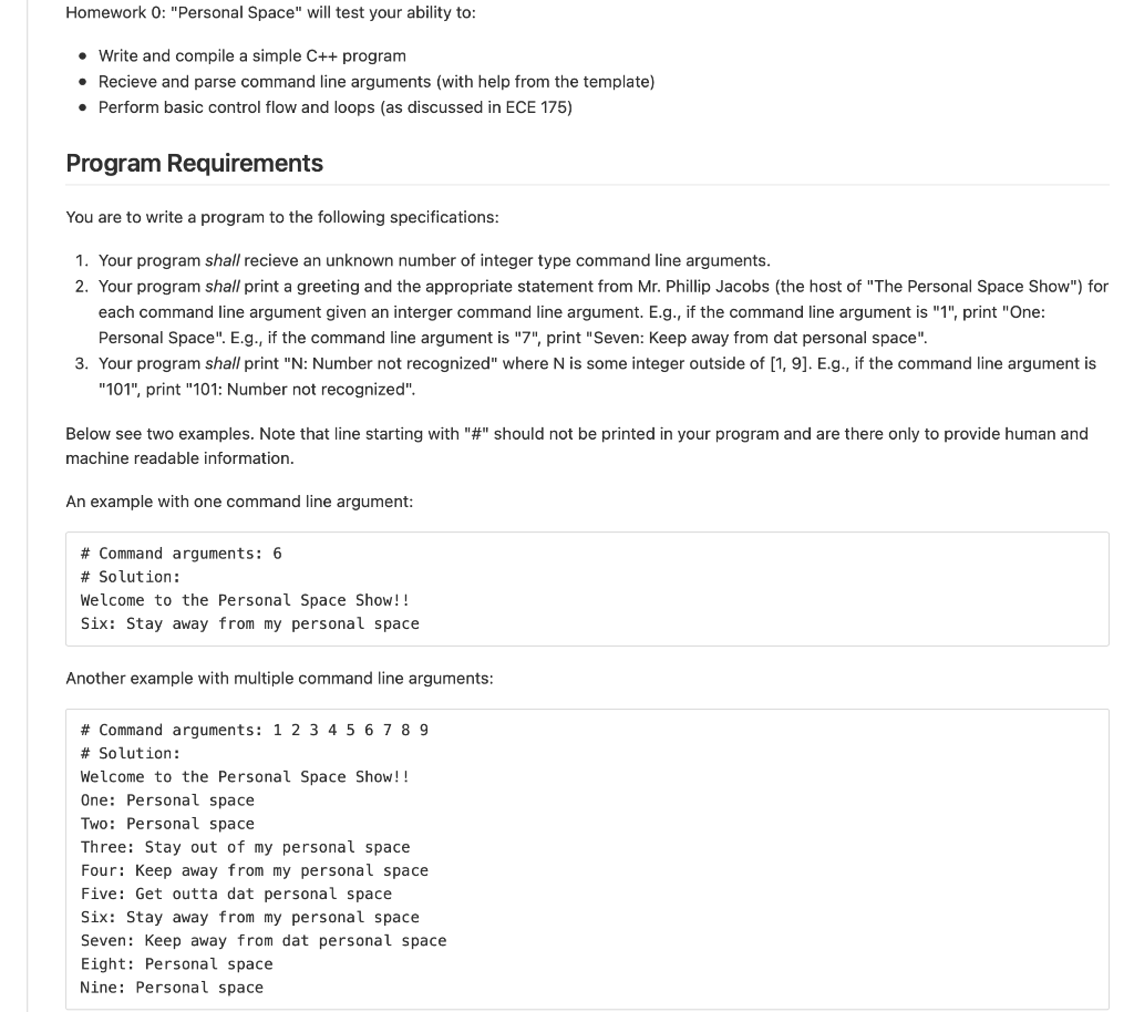 Homework O: "Personal Space" will test your ability to: Write and