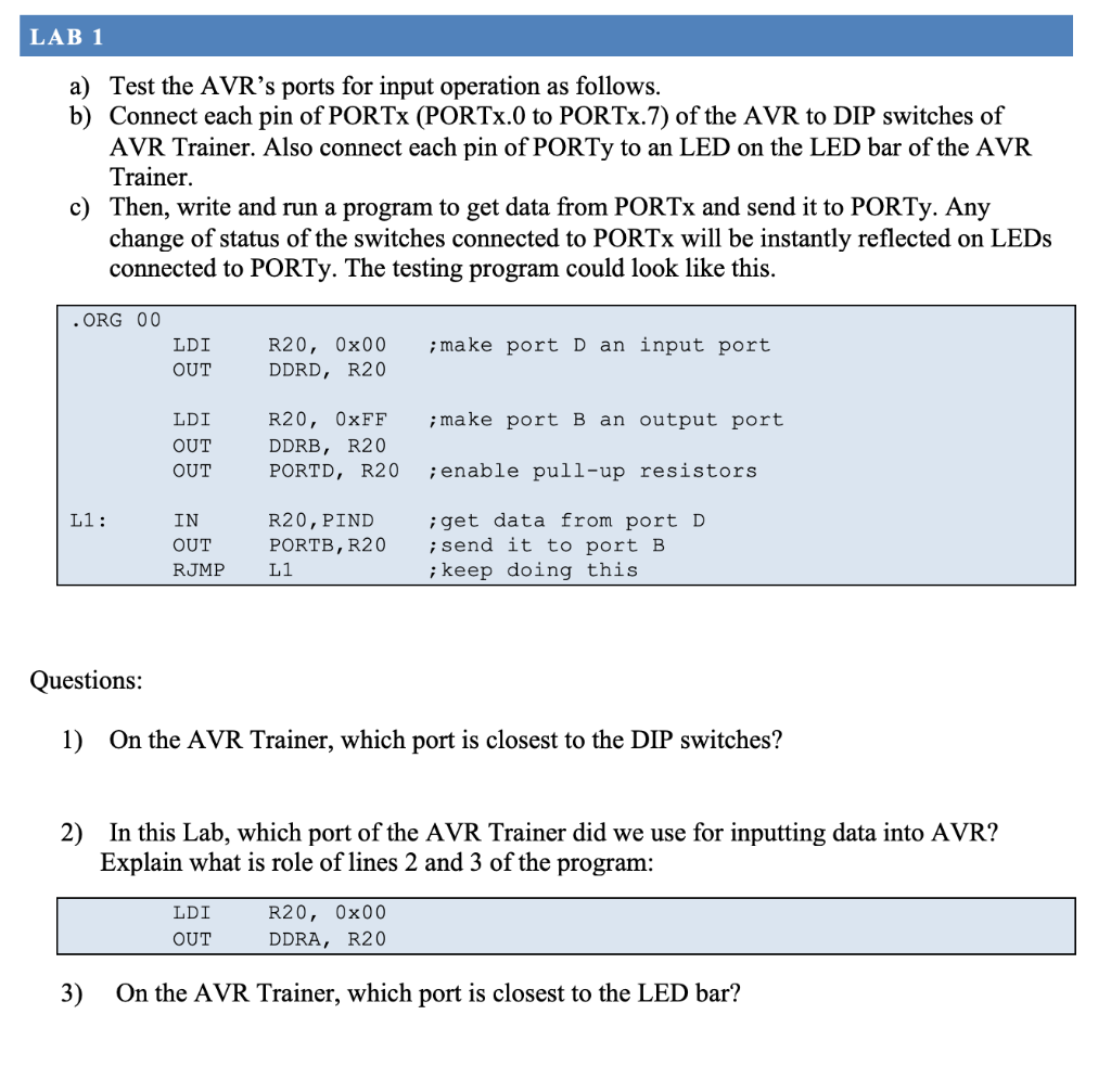  Please only answer questions 1,2 and 3. I will rate LAB