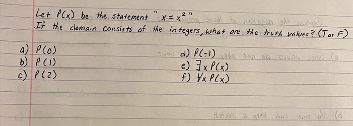 2. Let P(x) be the statement X = xong scott If
