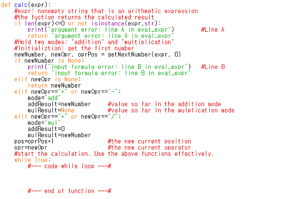 Based on these codes, I have create a function named calc to