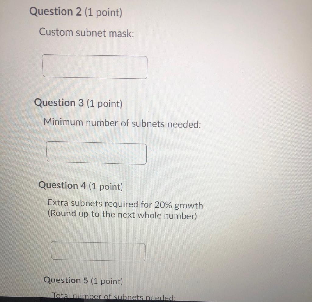 Practical Subnetting 6 Based on the information in the graphic shown, design