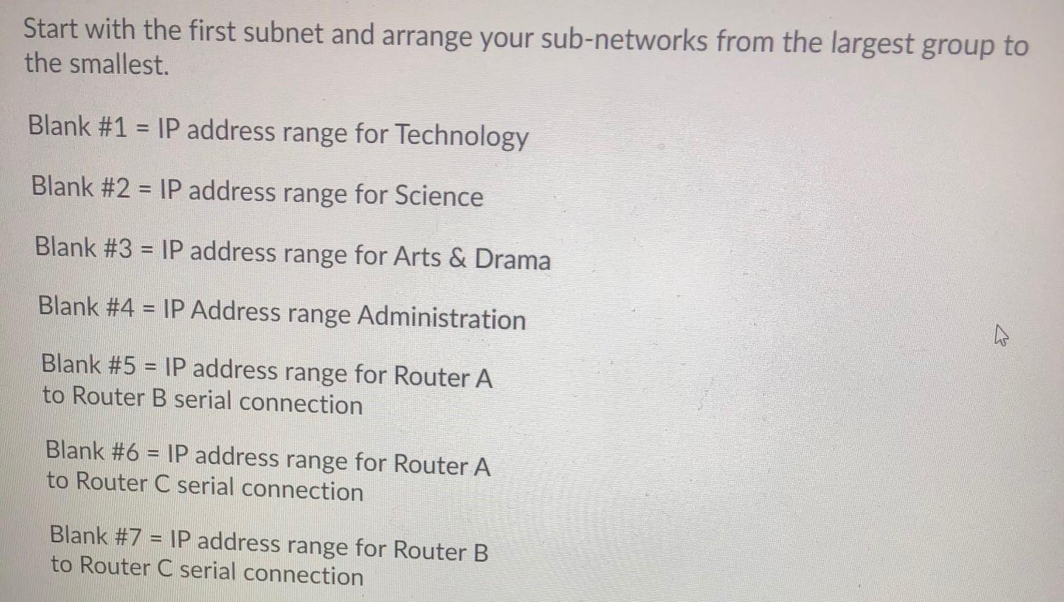 a network addressing scheme that will supply the minimum number of subnets,