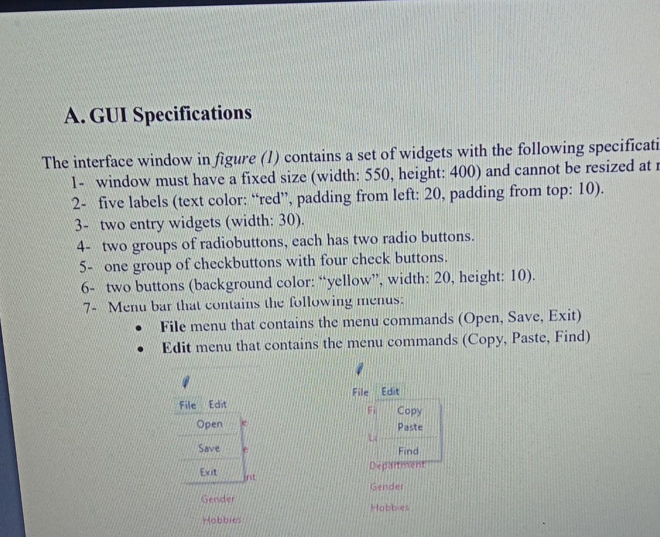 requirements are shown in the pictures.. The interface should be like the