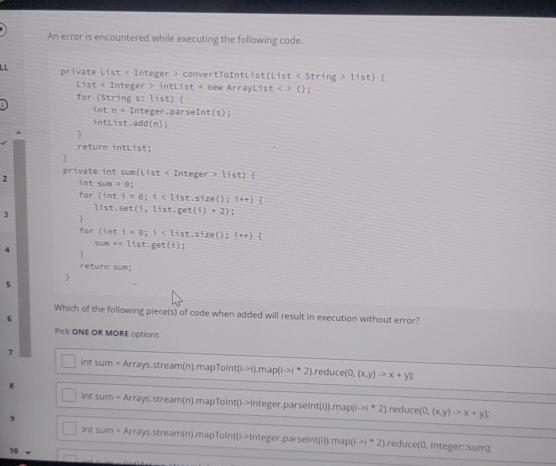  An erior is encounteded while exacuting the following code. Private List