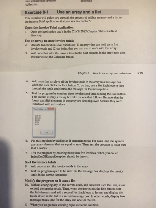  collection Exercise 8-1 Use an array and a list This exercise