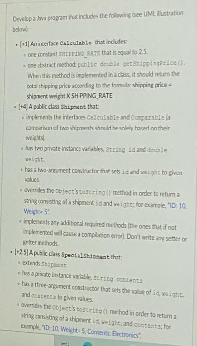  asap Develop a lava program that includes the following see UML