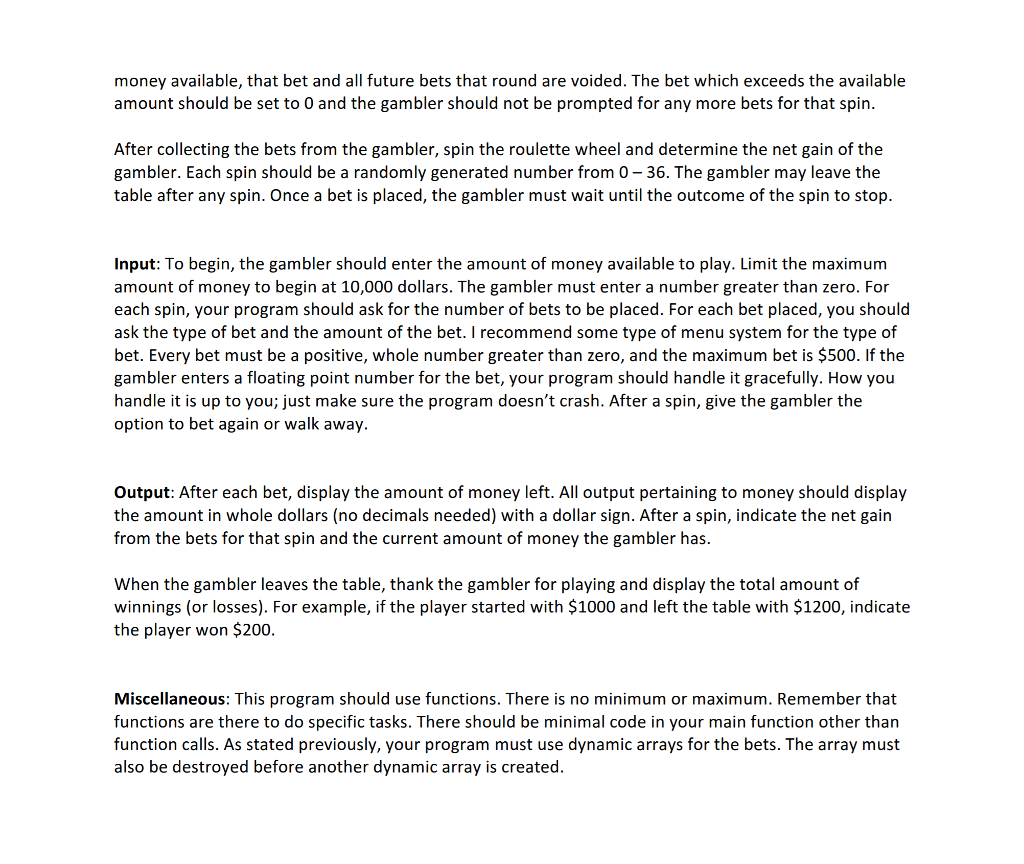 is in the two pictures. Please make sure dynamic arrays are used