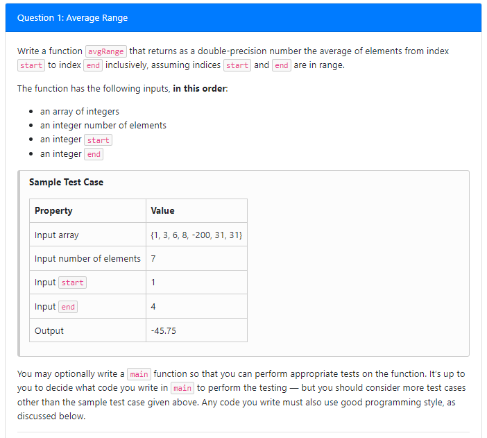 in C please Write a function that returns as a double-precision number