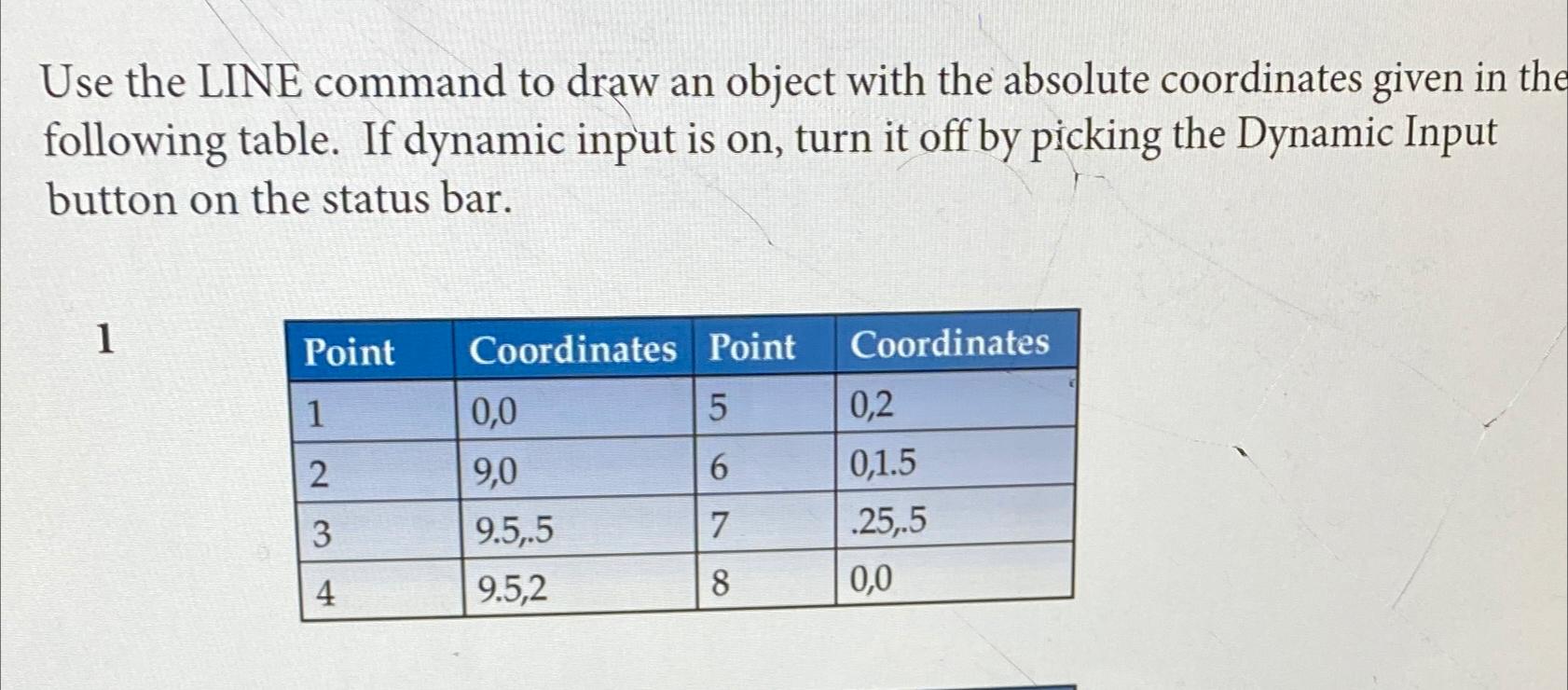  Use the LINE command to draw an object with the absolute