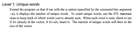 Task Your task is to write a program, words, that reports information