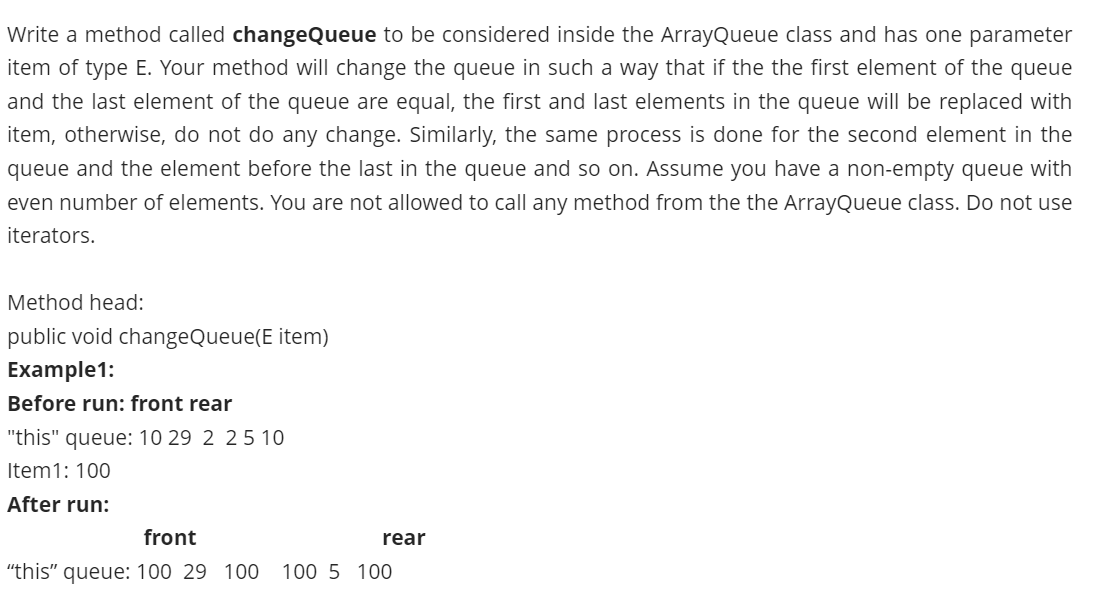 USE JAVA Only, I need the method only, And I need the