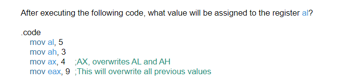  After executing the following code, what value will be assigned to