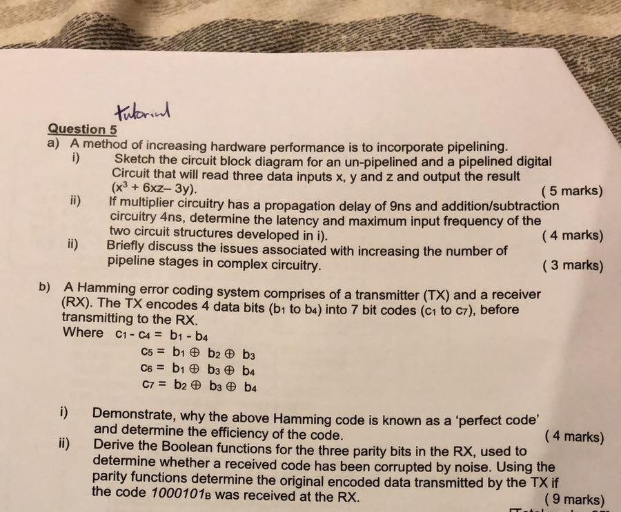  Question 5 a) A method of increasing hardware performance is to