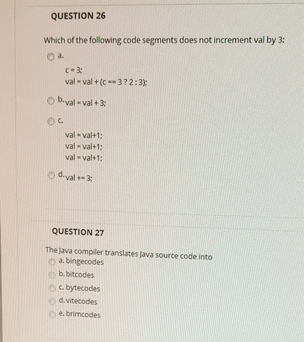 the result value of c at the end of the following code