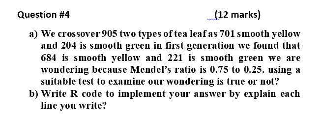  Question #4 (12 marks) a) We crossover 905 two types of